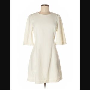 Zara 3/4 Sleeve White Skater Dress M